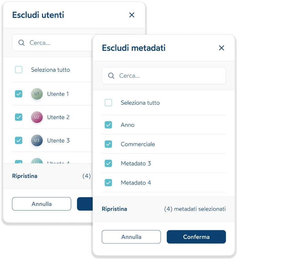 requiro mydocs escludi utenti metadati